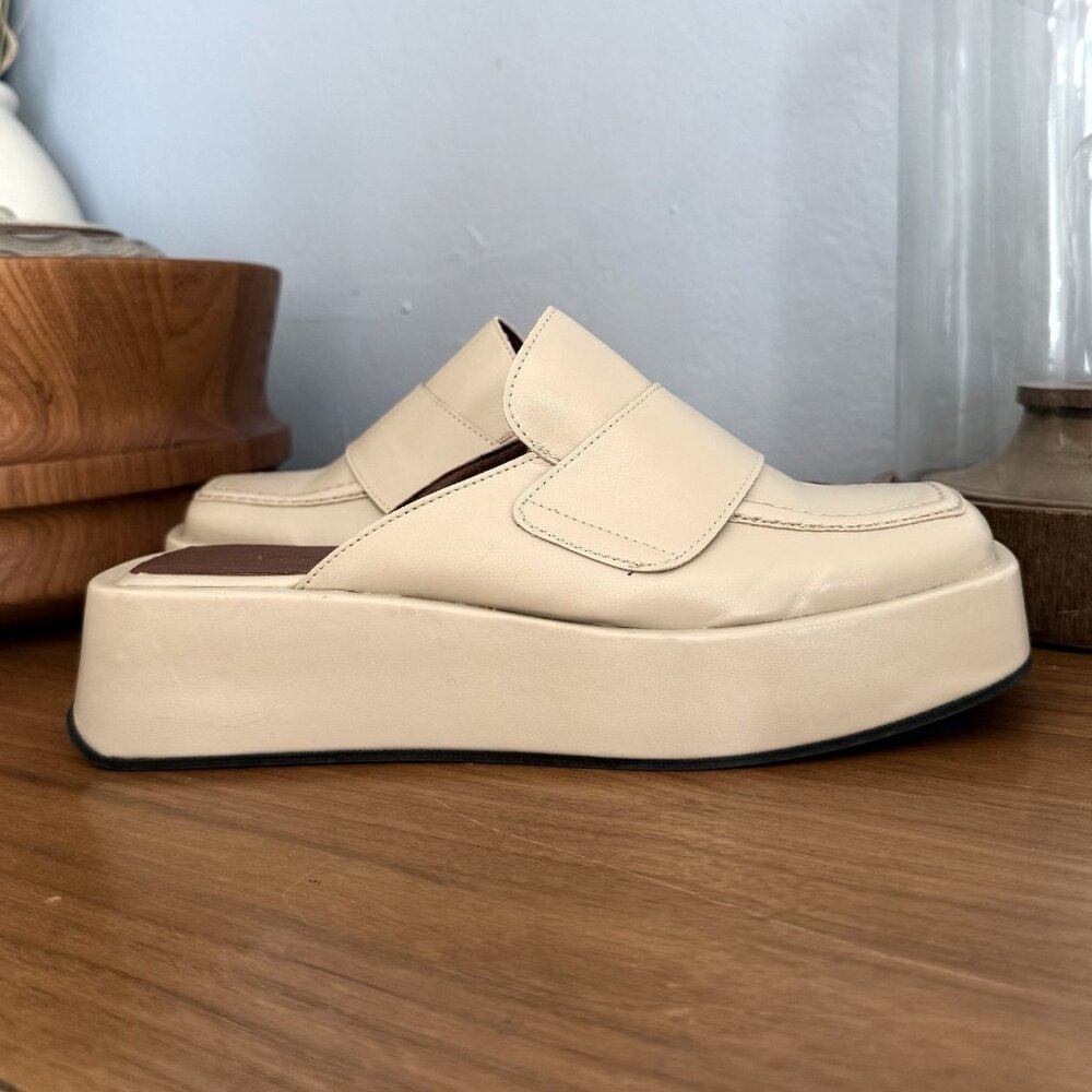 Alohas SVEGAN Tempera Vegan Leather Platform Mule Loafer Chunky Cream 38